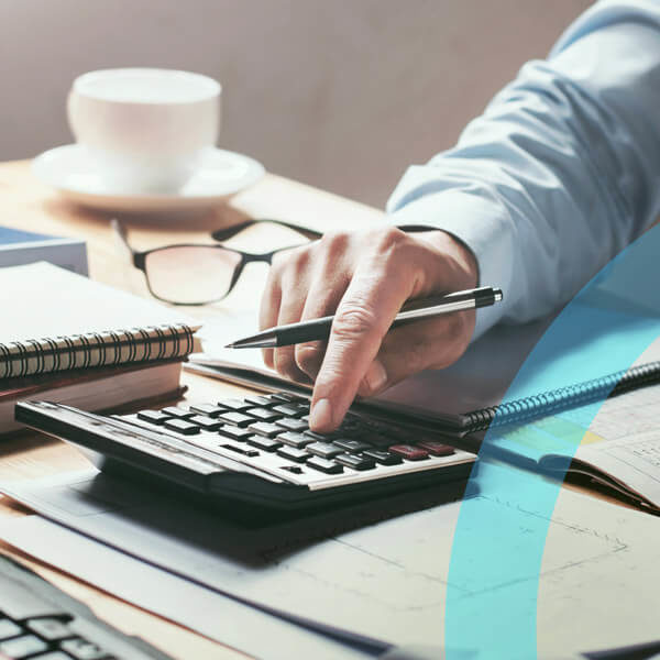 A man checks his business finances.