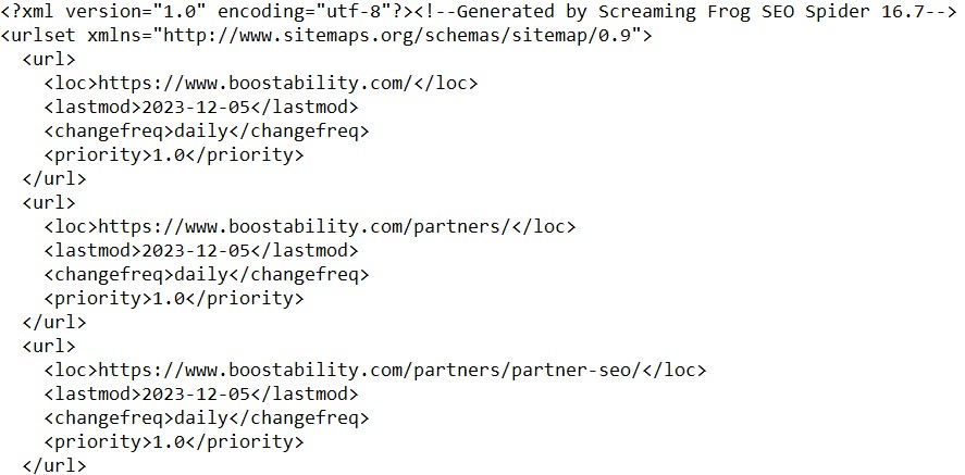 xml website sitemap example