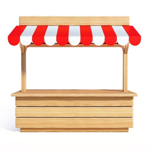 local seo reseller stand with striped awning