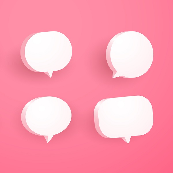 3d pink speech bubble collection set