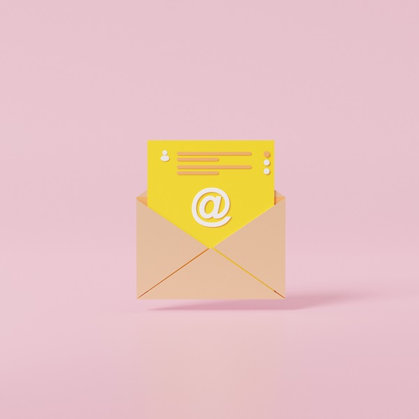 3D rendering digital document email marketing icon minimal style